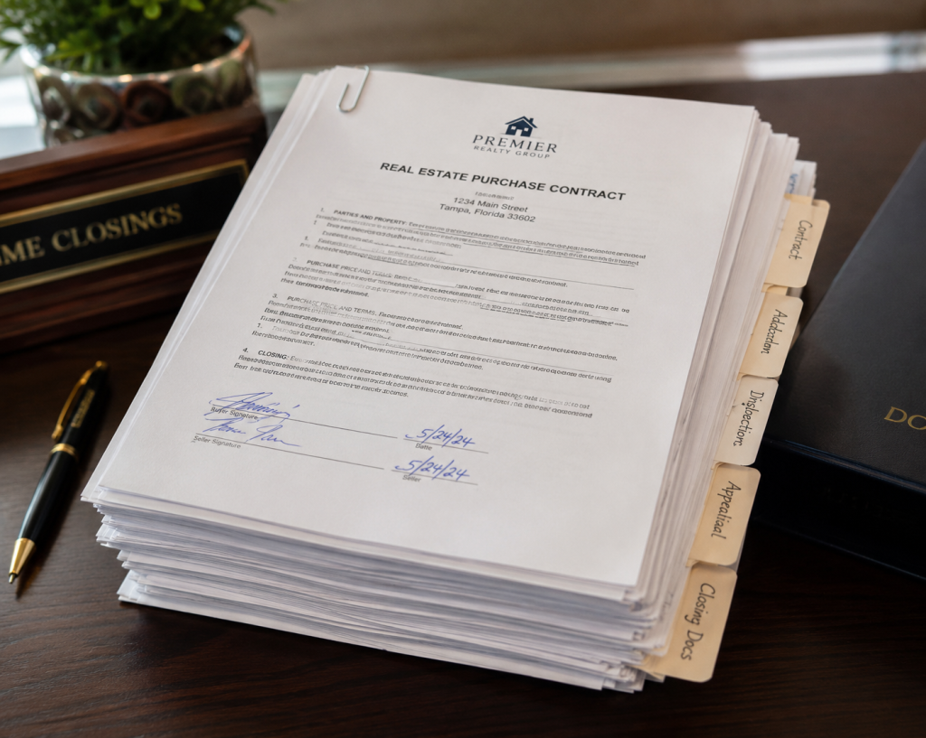 Executed land purchase and sale agreement in Florida, starting the due diligence period.