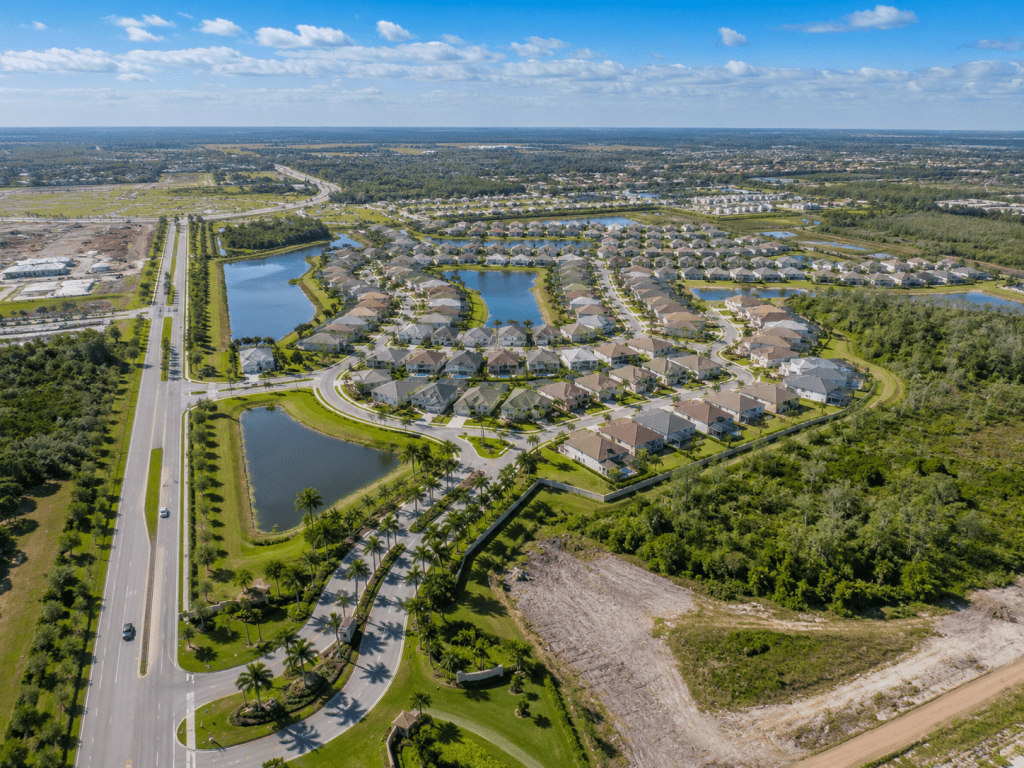 Aerial view of Florida growth corridor in Tampa Bay area, reflecting 250 years of American land development