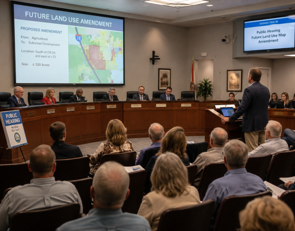 Florida county commission public hearing for a Comprehensive Plan amendment application.