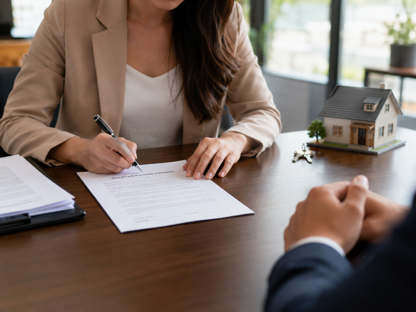Florida landowner signing a land purchase contract after accepting a buyer's offer.