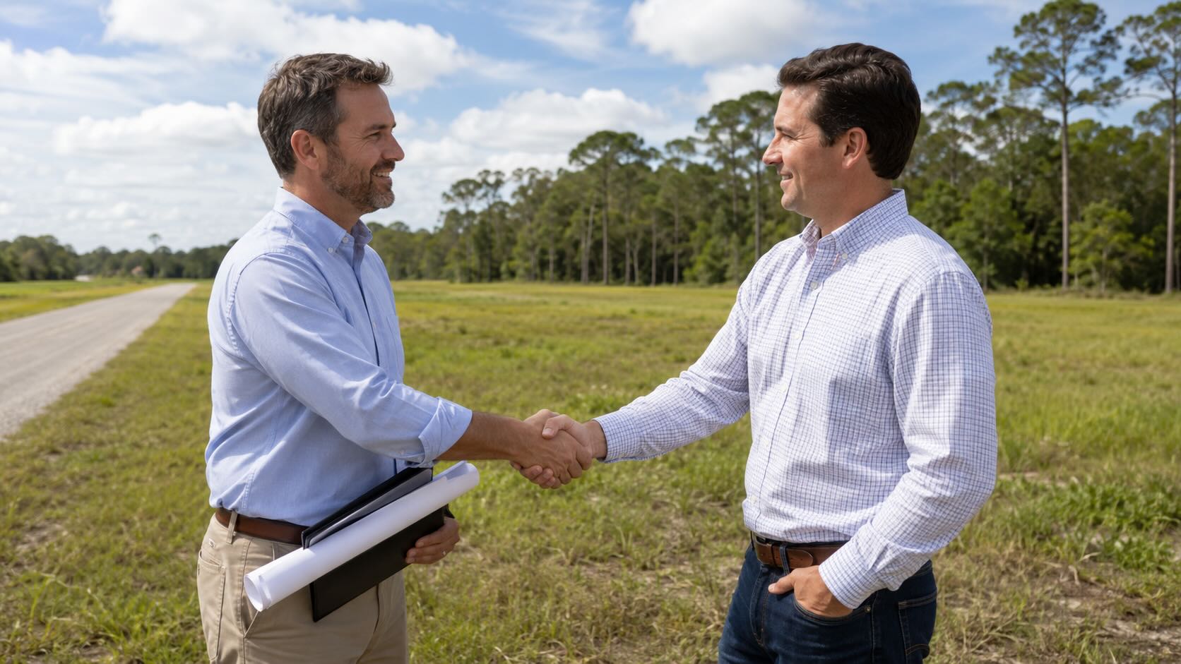 Florida land broker meeting with landowner to discuss listing and sale of Florida land