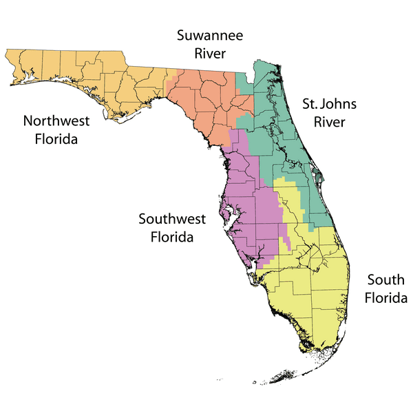 Florida water management district map.