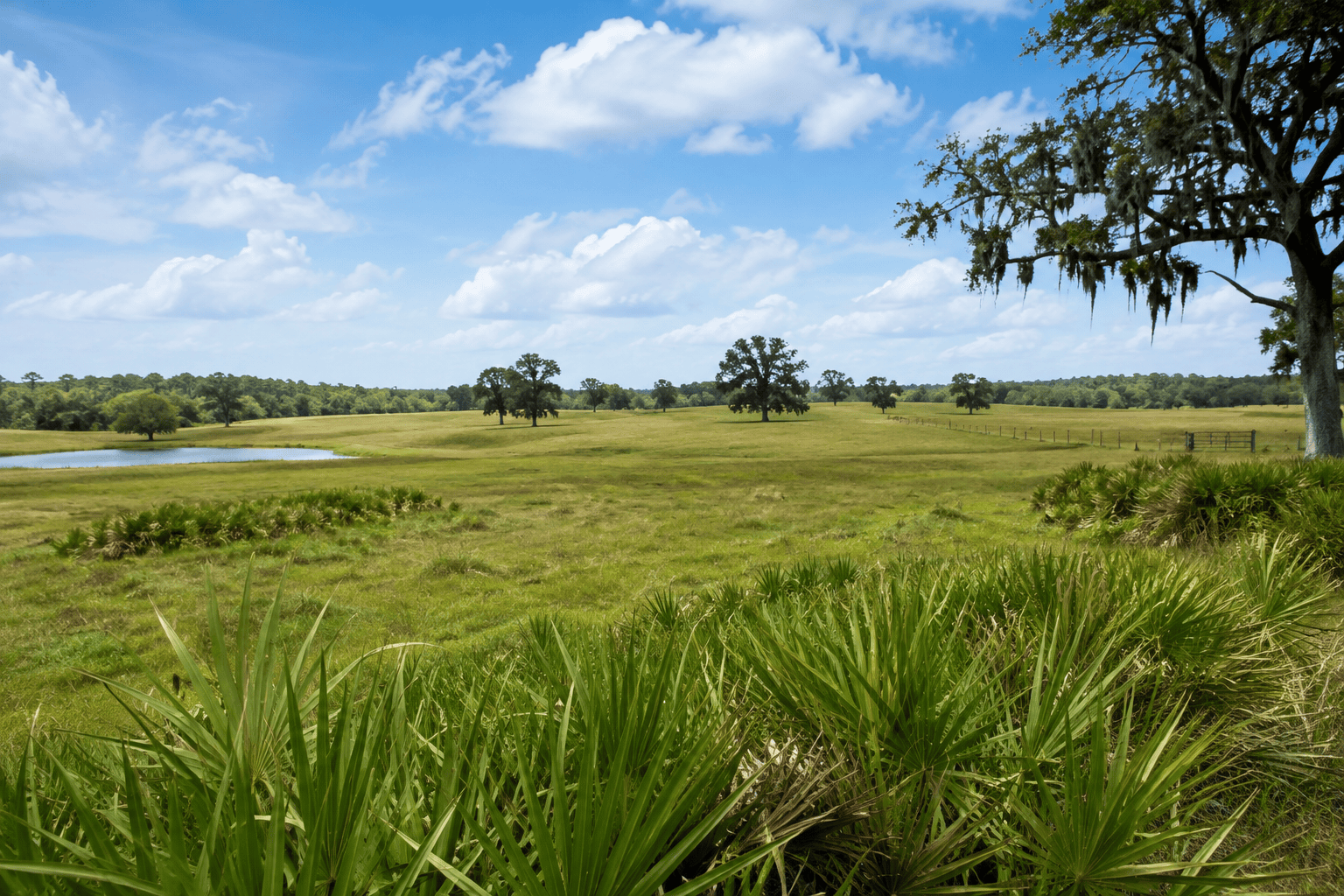 Florida ranch land preserved under a conservation easement while remaining in private ownership.
