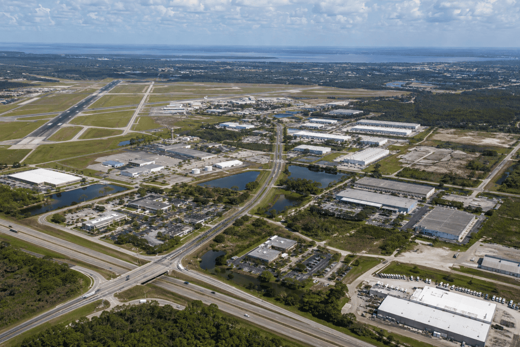 aerial of the Punta Gorda Airport enterprise corridor