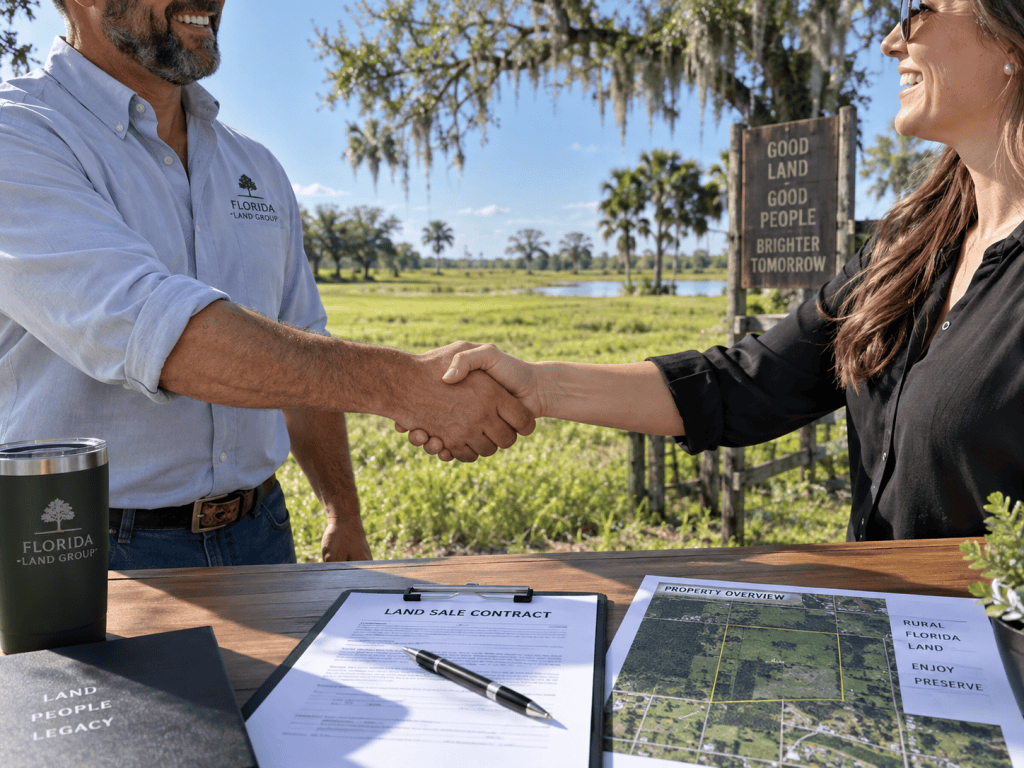 Seller financing agreement for a Florida land sale between owner and buyer.